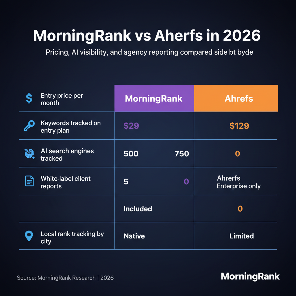 MorningRank vs Ahrefs infographic