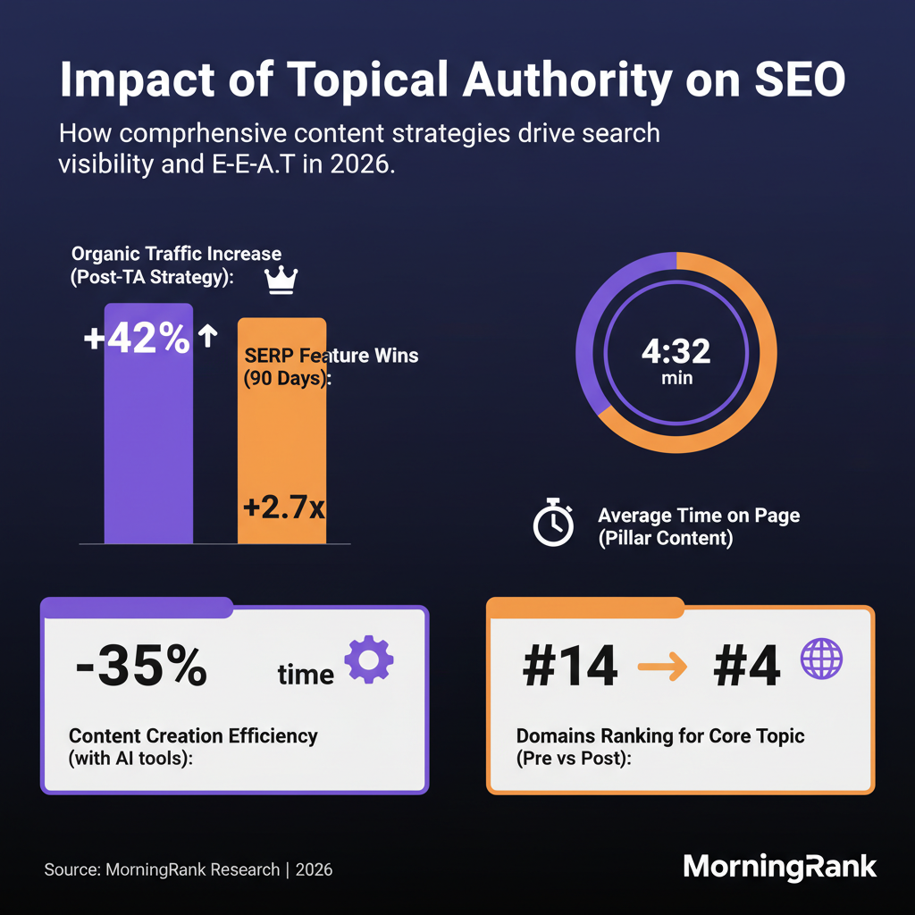 content SEO and topical authority building infographic