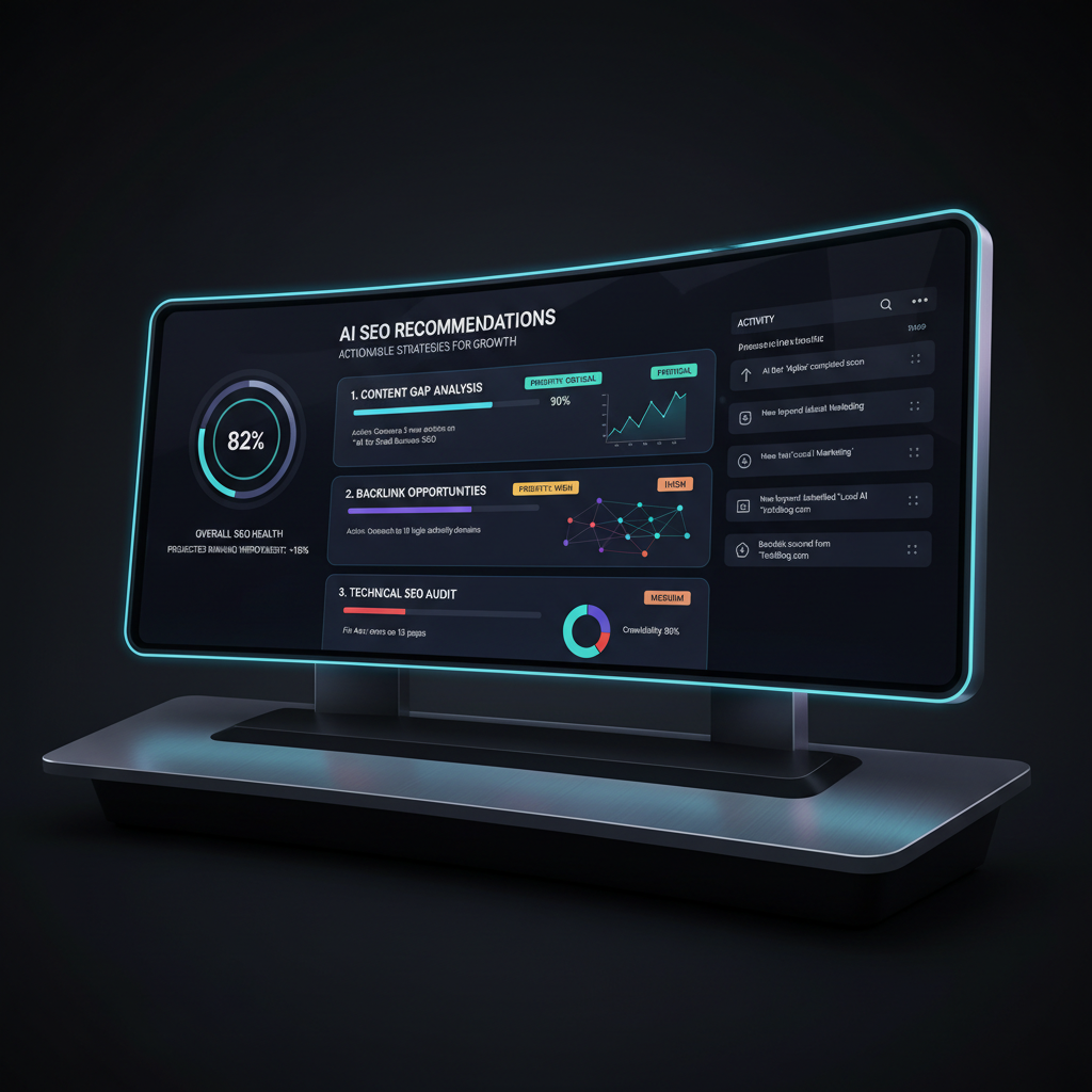AI SEO recommendations tool illustration